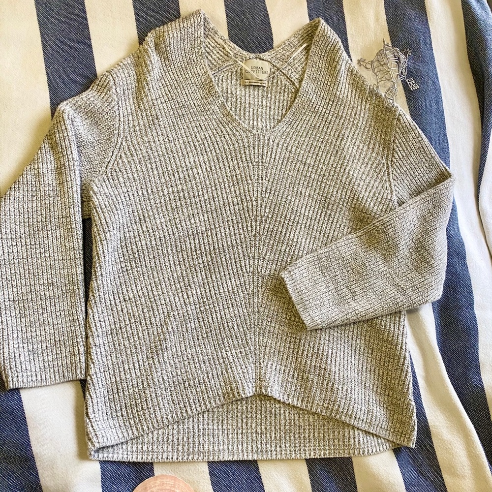 Urban Outfitters Gray V-Neck Sweater